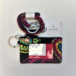 Vera Bradley Zip ID & Lanyard Twilight Paisley New